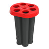 MT cup collector bin in a red color-coded lid with 6 apertures, designed for easy and efficient cup disposal.