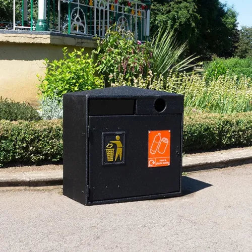  2-in-1 Double Never Rust Recycling Bin with a textured paint finish, 224 litre total capacity.