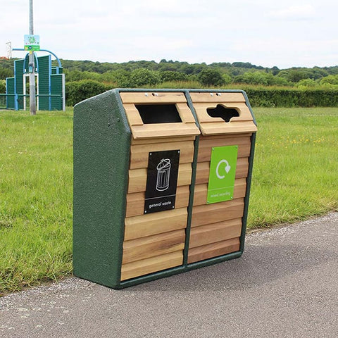 Double Timber Fronted Recycling Unit - 196 Litres