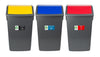 Recycling Bins with Coloured Lids and Recycling Stickers - Set of 3 - 54 Litre