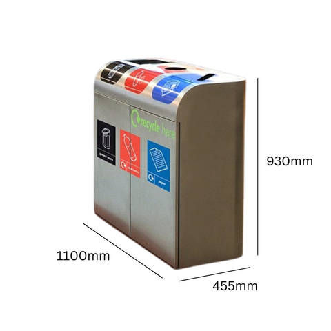 Lute Triple Stream Recycling Bin - 240 Litre
