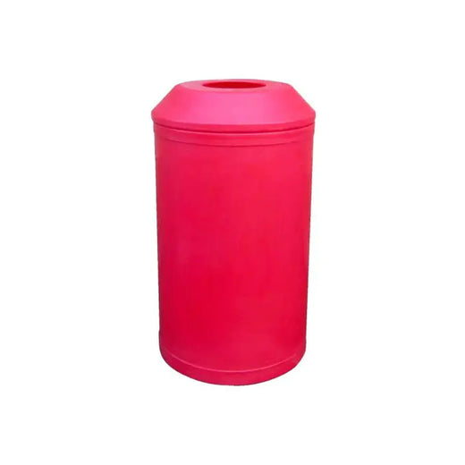 freestanding pink litter bin with lift off lid and open top aperture