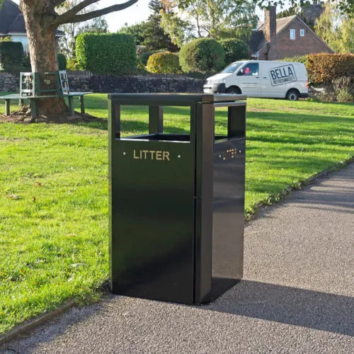Heavy Duty Outdoor Steel Litter Bin -112 Litre