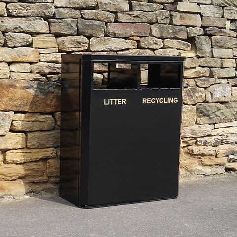 Economical 2 Compartment Steel Recycling Bin - 160 Litre