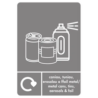 A5 Bilingual Metal Cans, Tins, Aerosols & Foil Recycling Sticker