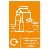 A5 Bilingual Metal, Plastics & Cartons Recycling Sticker
