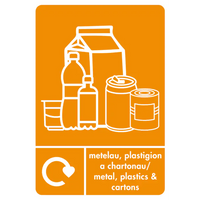 A5 Bilingual Metal, Plastics & Cartons Recycling Sticker