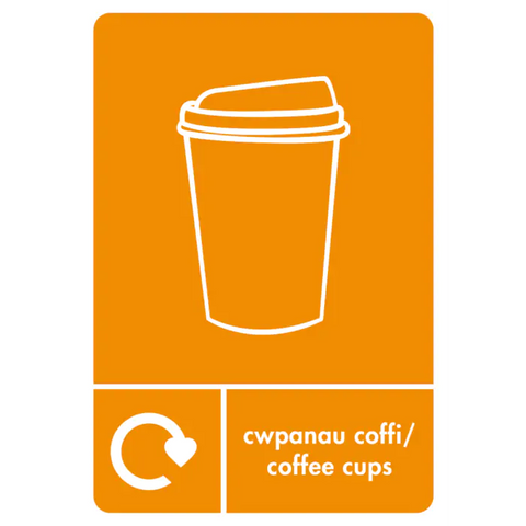 A5 Bilingual Coffee Cups Recycling Sticker
