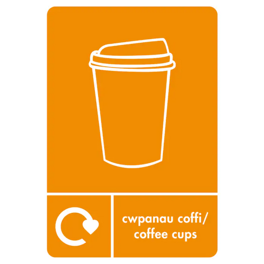 A5 Bilingual Coffee Cups Recycling Sticker