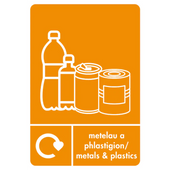A5 Bilingual Metals & Plastics Recycling Sticker