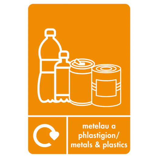 A5 Bilingual Metals & Plastics Recycling Sticker