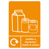 A5 Bilingual Metals & Cartons Recycling Sticker