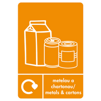 A5 Bilingual Metals & Cartons Recycling Sticker
