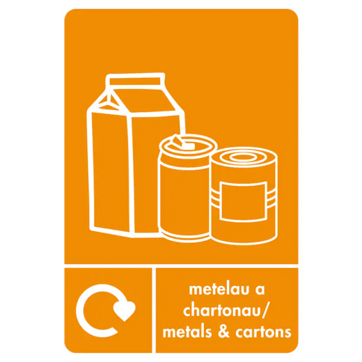 A5 Bilingual Metals & Cartons Recycling Sticker