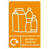 A5 Bilingual Plastics & Cartons Recycling Sticker