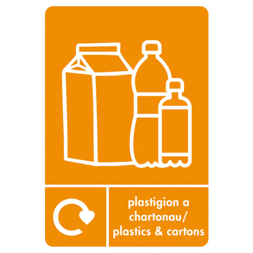 A5 Bilingual Plastics & Cartons Recycling Sticker