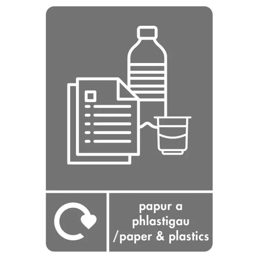 A5 Bilingual Paper & Plastics Recycling Sticker