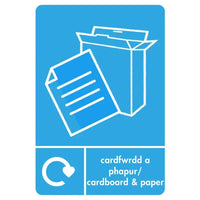A5 Bilingual Paper & Cardboard Recycling Sticker