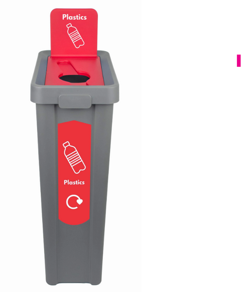 Slim Profile Recycling Bin with Integrated Signage - 70 Litre