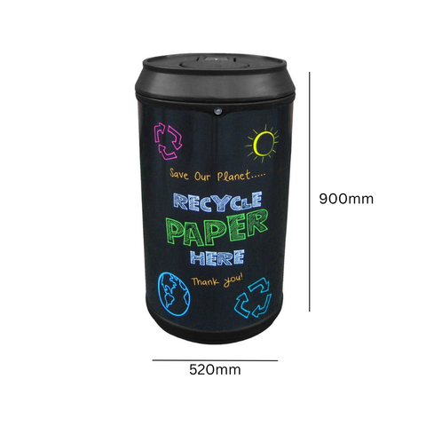 Blackboard Drinks Can Recycling Bin - 130 Litre