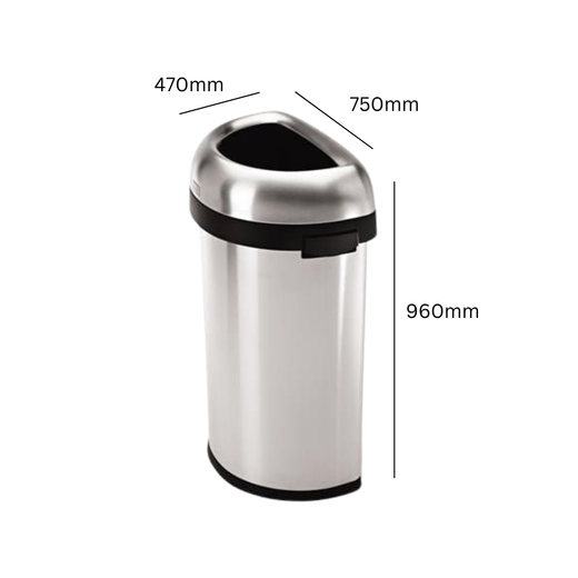 Simplehuman Semi Open Round Bin - 60 Litre
