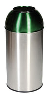 Stainless Steel Recycling Bin with Coloured Domed Lids - 40 Litre