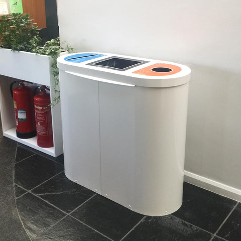 Torpedo Triple Recycling Station With Lift Up Lid and Optional Graphics - 162 Litre