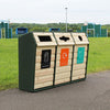 Timber Fronted Triple Wood Recycling Bin - 294 Litre