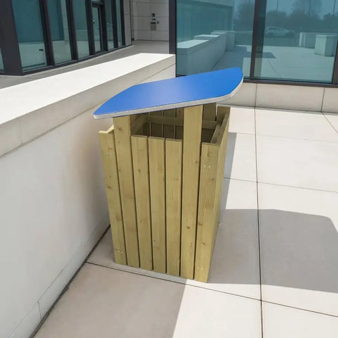 Large External Turin Wooden Litter Bin with Roof - 160 Litre