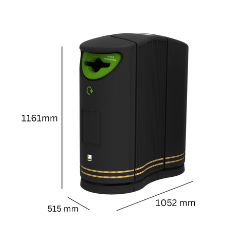 Twin Recycling Bin with Optional Decorative Gold Banding  - 170 Litre