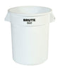 Round white dustbin with 75 litre capacity featuring an open top design with moulded handles to the side for easy moving