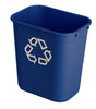 Blue 27 litre open top recycling bin, with recycling loop iconography to the front