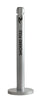 Tall cylindrical cigarette disposal bin, large circular base for stability in silver