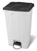 Plastic 90 litre step bin with grey lid and white body 