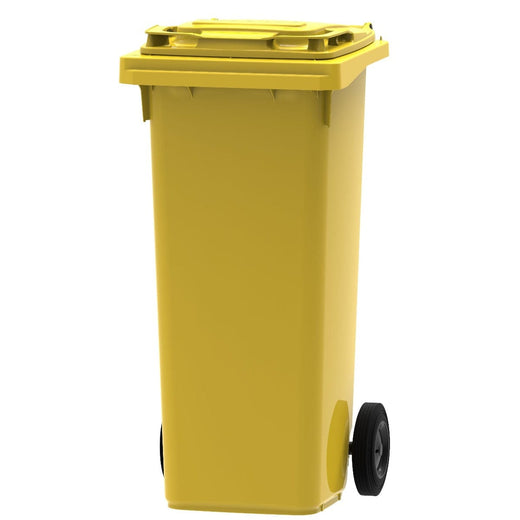 140 Litre plastic wheelie bin in Yellow