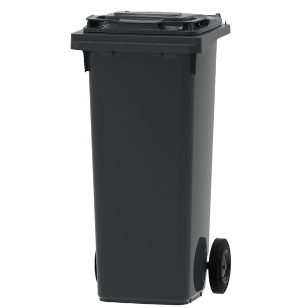 Charcoal grey 140 litre plastic wheelie bin