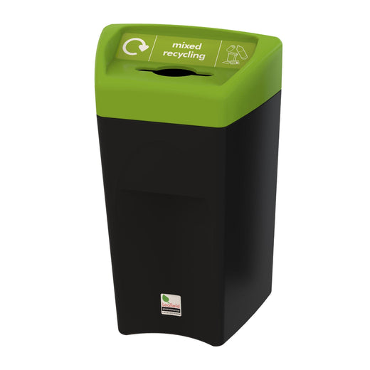 Enviropod Bin with propeller aperture, green lid for mixed recycling.