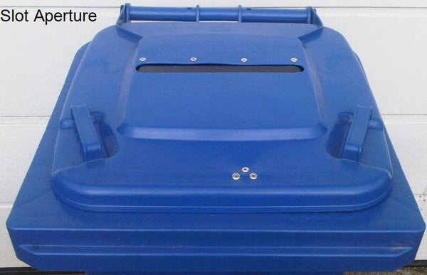 240 Litre wheelie bin in blue with a slot aperture