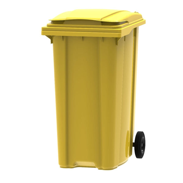 360 Litre plastic wheelie bin in yellow