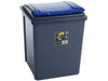 Plastic internal recycling bin, square in design with lid containing a blue lift up flap