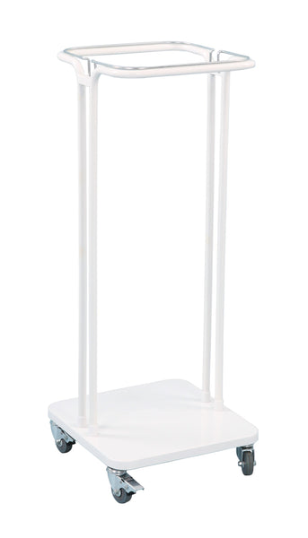 120 Litre  white mobile sackholder with 4 castor wheels and no lid