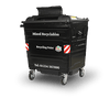 660 litre black metal wheelie bin with a black rubber lid for mixed recyclables