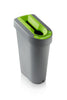 Single recycling bin with lime green mixed recycling insert with label to the front of the lid