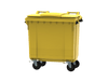 770 litre plastic wheelie bin in yellow with handles and 4 wheels