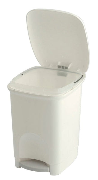 16 Litre internal pedal bin with pedal pressed showing the lid open