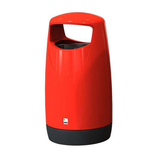 95 liter Consort Litter Bin in a signal red color. Designed for both indoor and outdoor use.