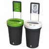 95L Arena recycling bins wit A4 signages and color coded lids. Lightweight space saving litter bins.