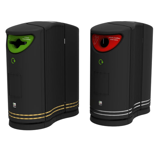 Twin Recycling Bin with Decorative Gold Banding  - 170 Litre