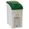 Litter bin in white base color and green lift open lid. 
