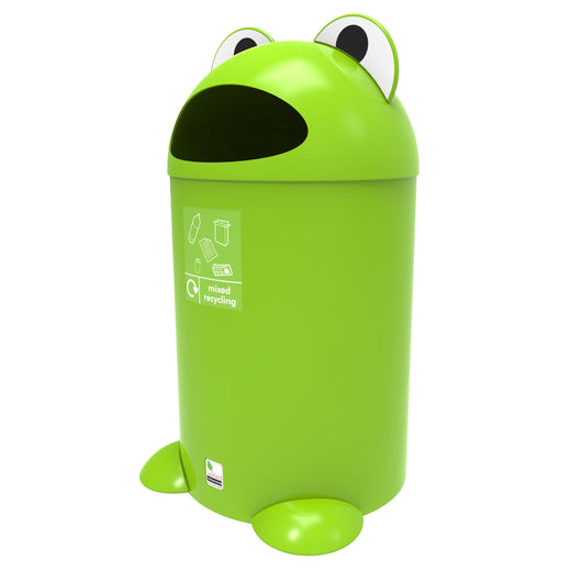 84 Litre Frog Buddy Bin with Mixed Recycling Sticker Label.